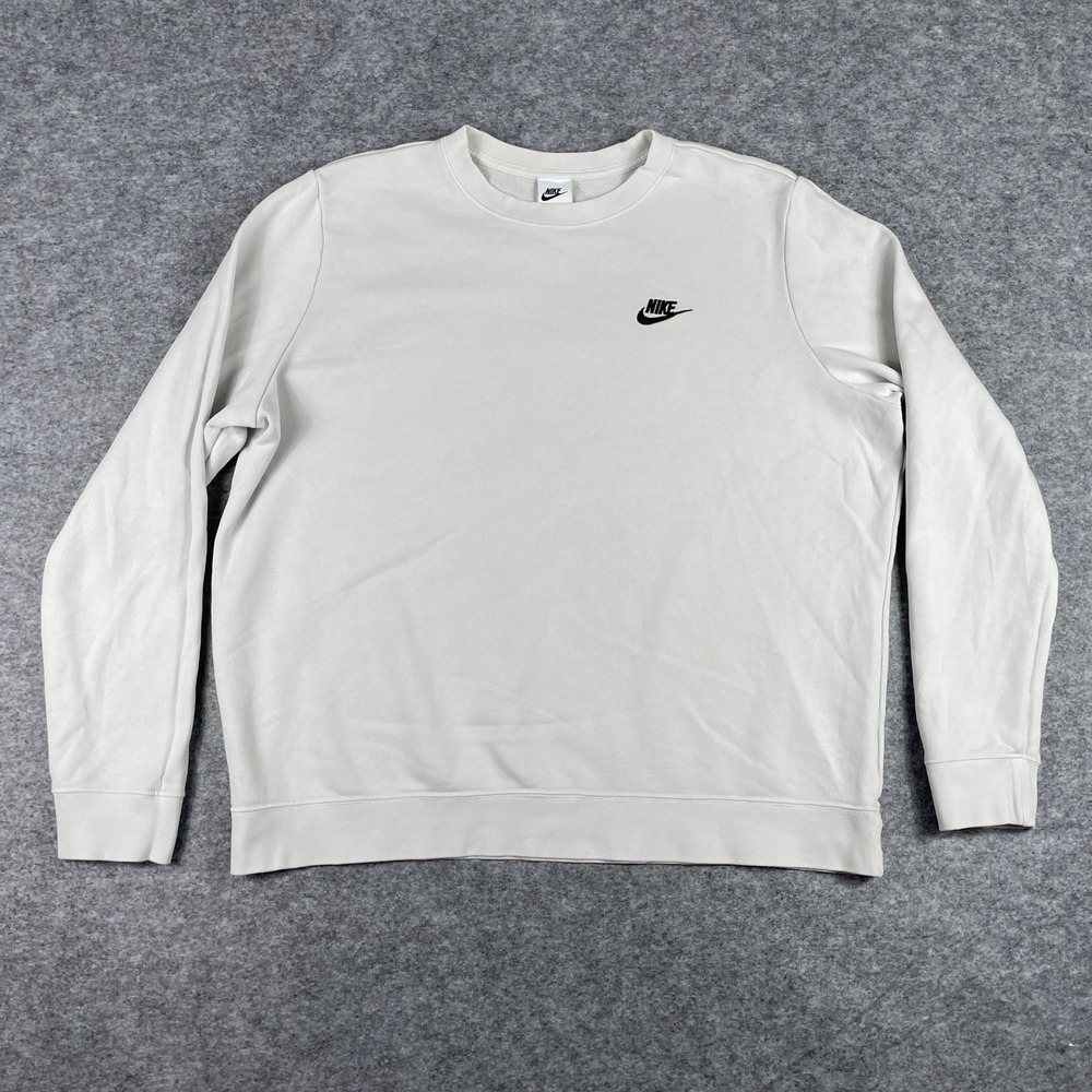 Nike Sweatshirt Mens XL Sail White Club Fleece Crewneck DQ5473-100 Sportswear